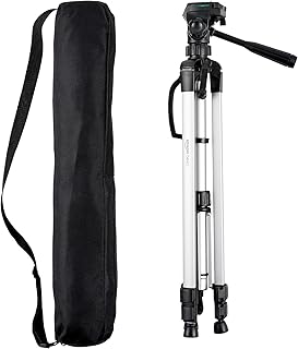 Amazon Basics Trépied 152,0cm pour Appareil Photo Reflex Numérique, Léger, avec Sac, Hauteur Réglable, Noir