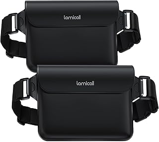 Lamicall Pochette Étanche IPX8 -  Sac Imperméable à Ceinture avec Ceinture Élastique Réglable, Pochette Impermeable pour Nautique, Pêche, Kayak, Baignade, Protection Téléphone